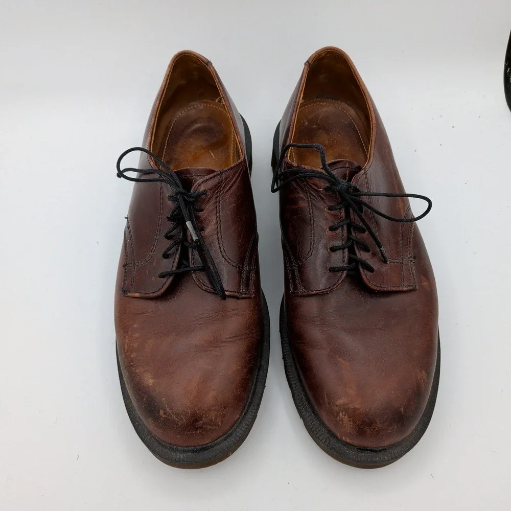 Dr. Martens Made in England Brown Leather 1461 Derby Shoes Mens Size‎ 8 Lug Sole